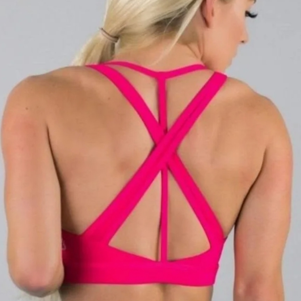 BuffBunny Pink Helen Cross Sports Bra S